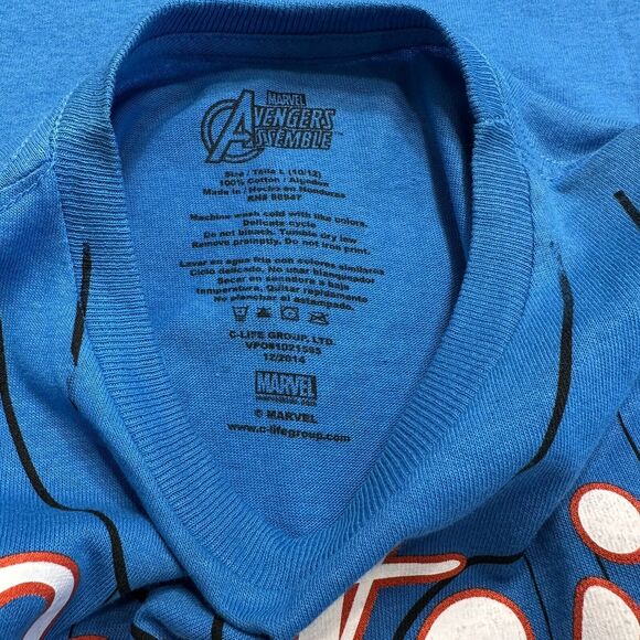 Marvel Captain America Youth/Kids Super Hero Fun Size L Blue Short Sleeve TShirt - Picture 4 of 7